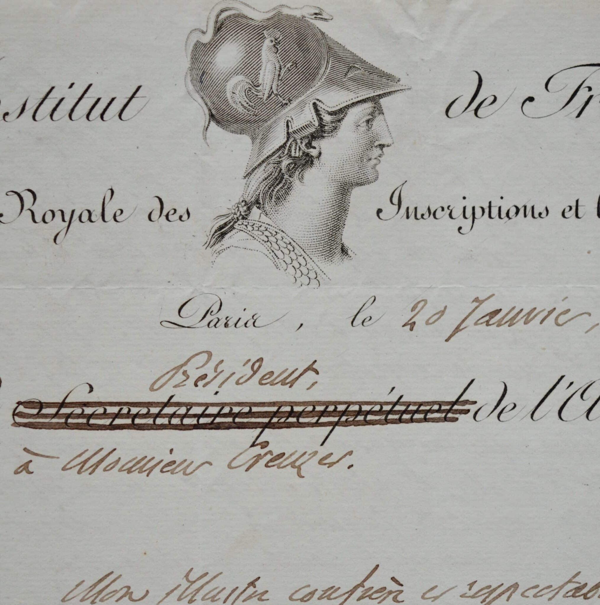 Belle lettre de Raoul-Rochette à Creuzer