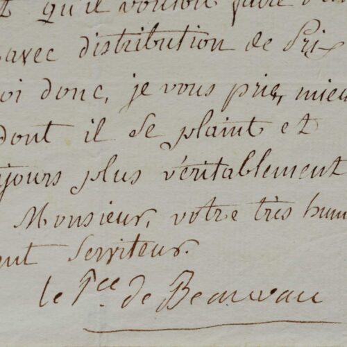 Belle lettre du Prince de Beauvau