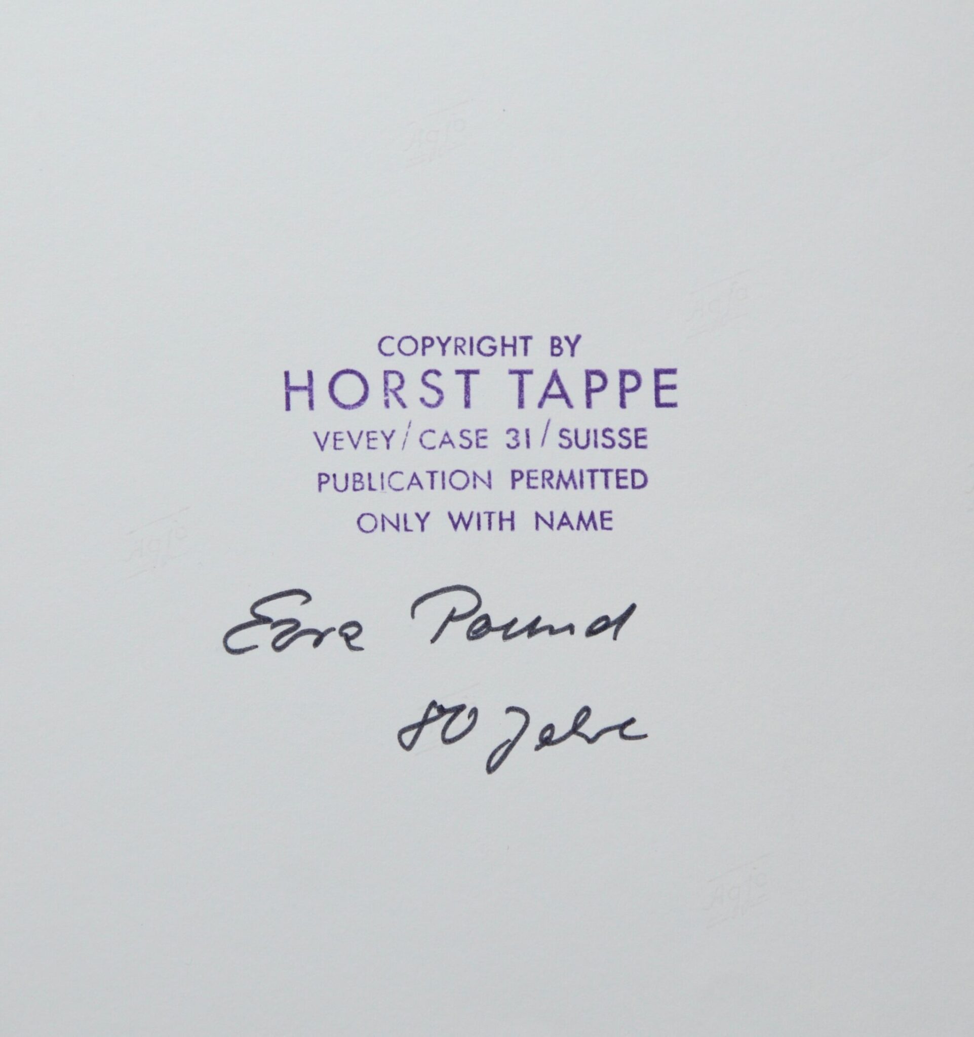 Portrait d’Ezra Pound par Horst Tappe – vue 3 Portrait d’Ezra Pound par Horst Tappe – vue 3