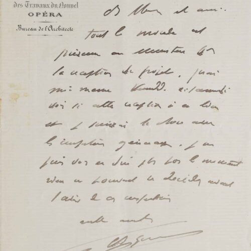 Lettre de l'architecte Charles Garnier – vue 2