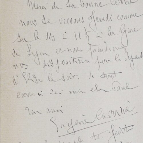 Amusante lettre d'Eugène Carrière – vue 2