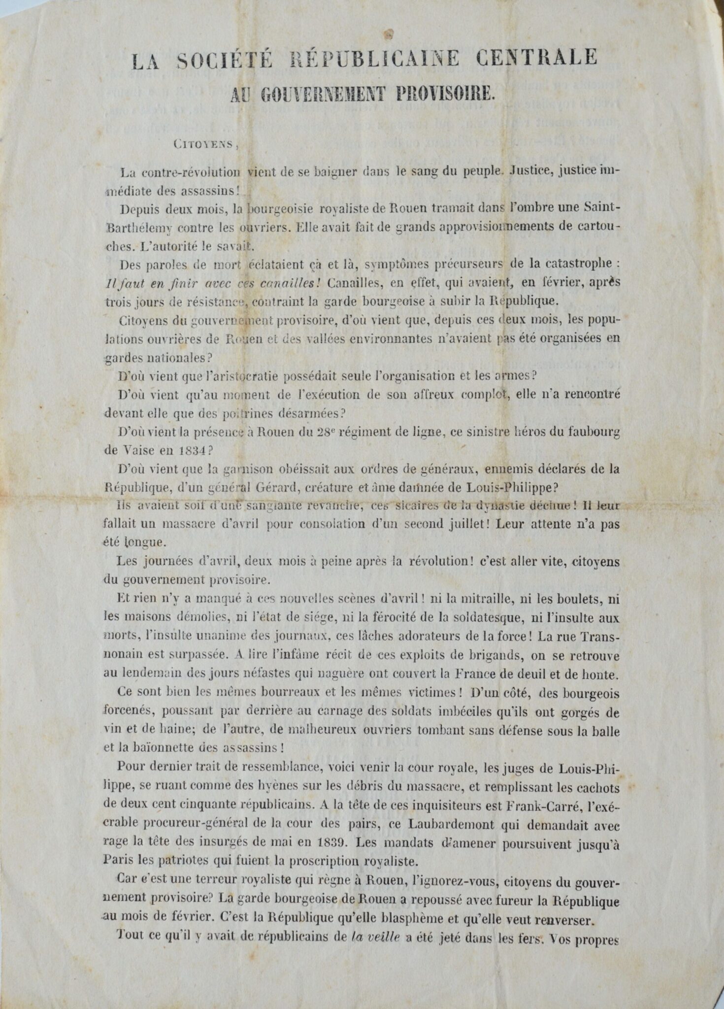 Deux rares documents sur Société Républicaine Centrale de Blanqui – vue 2 Deux rares documents sur Société Républicaine Centrale de Blanqui – vue 2
