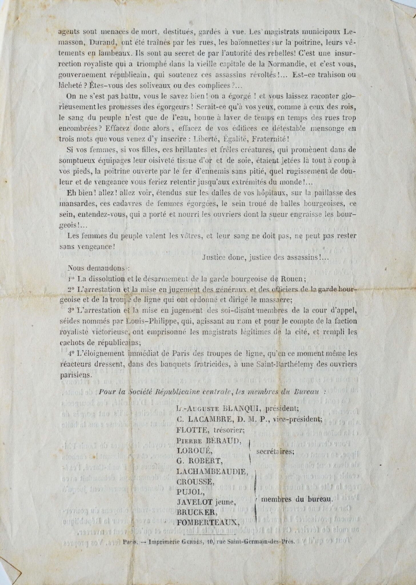 Deux rares documents sur Société Républicaine Centrale de Blanqui – vue 3 Deux rares documents sur Société Républicaine Centrale de Blanqui – vue 3