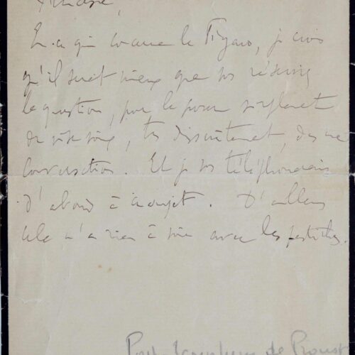 Partie inédite d'une lettre de Proust à Hélène de Caraman-Chimay – vue 2