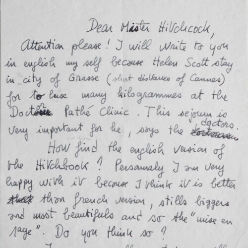 Lettre de Truffaut à Hitchcock sur le Hitchbook – vue 2