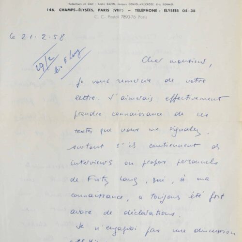Jacques Rivette parle de Fritz Lang – vue 2