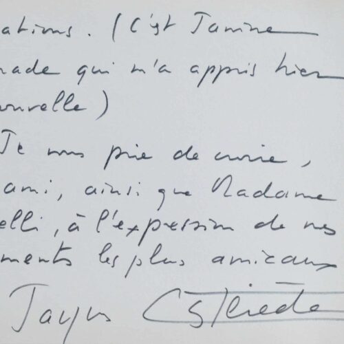 Jacques Castérède félicite Martelli pour l'obtention d'un prix