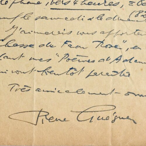 Lettre de Pierre Guéguen à Henry Charpentier