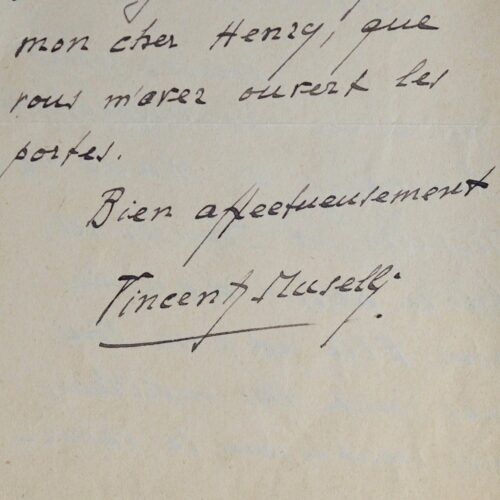Trois lettres de Vincent Muselli
