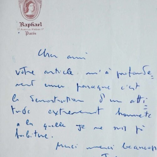 Rare et belle lettre de Federico Fellini – vue 2