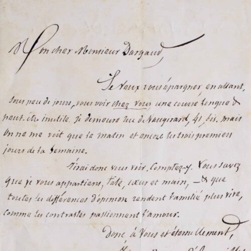 Belle déclaration d'amitié de Barbey d'Aurevilly – vue 2