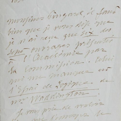 Lettre d'Alfred de Vigny à Pingard – vue 2