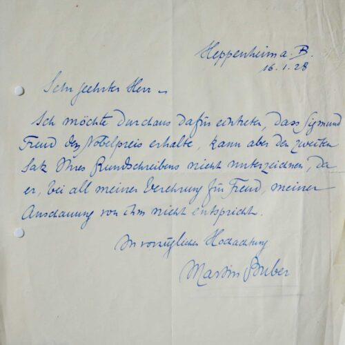 Martin Buber souhaite un prix Nobel pour Freud – vue 2