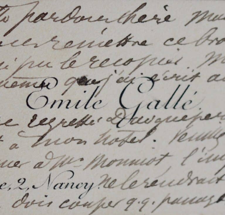 Rare carte autographe d&rsquo;Émile Gallé