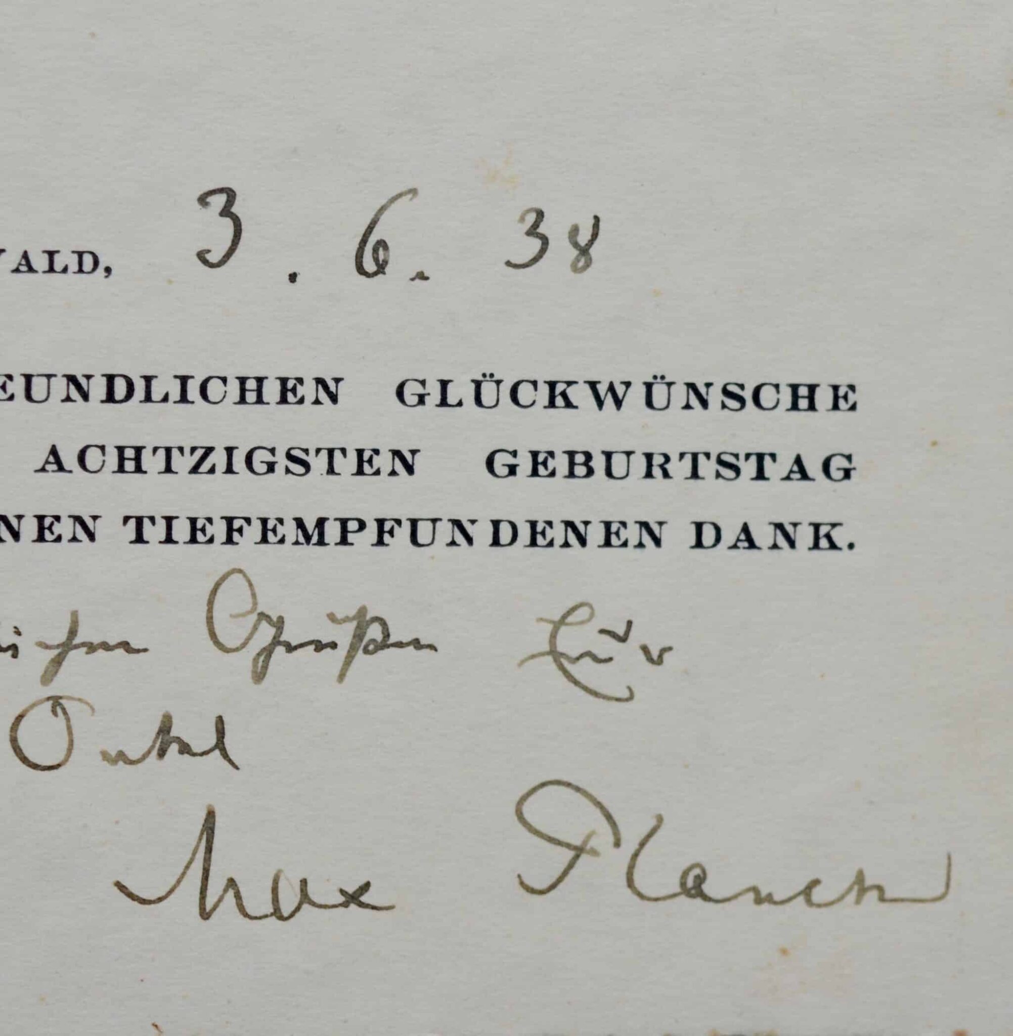 Photographie de Max Planck avec envoi autographe
