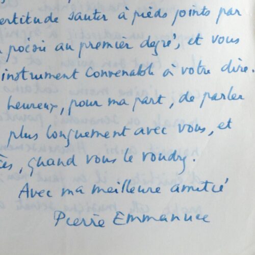 Belle lettre de l'académicien Pierre Emmanuel