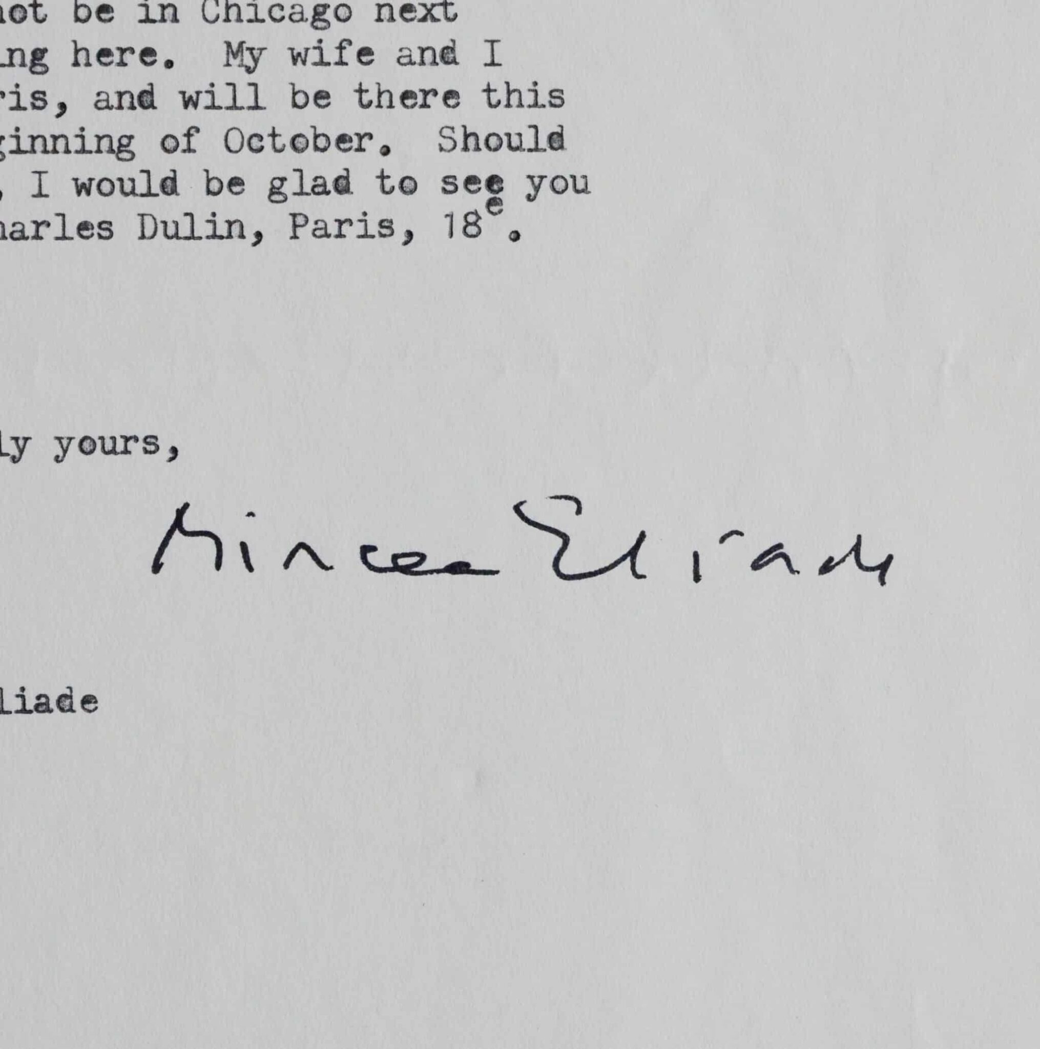2 lettres de Mircea Eliade à Max Bilen