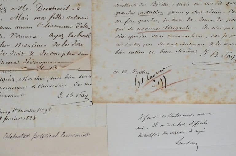 Deux lettres de Jean-Baptiste Say