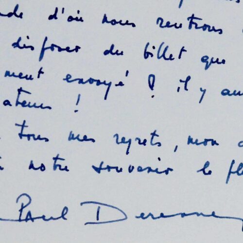 Lettre du ténor Paul Derenne