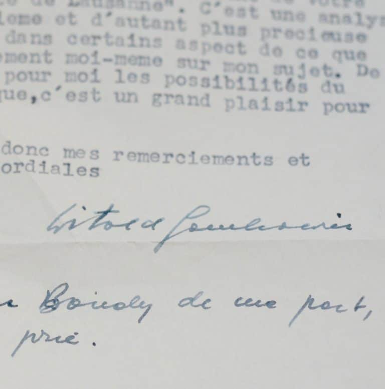 Belle lettre de Witold Gombrowicz