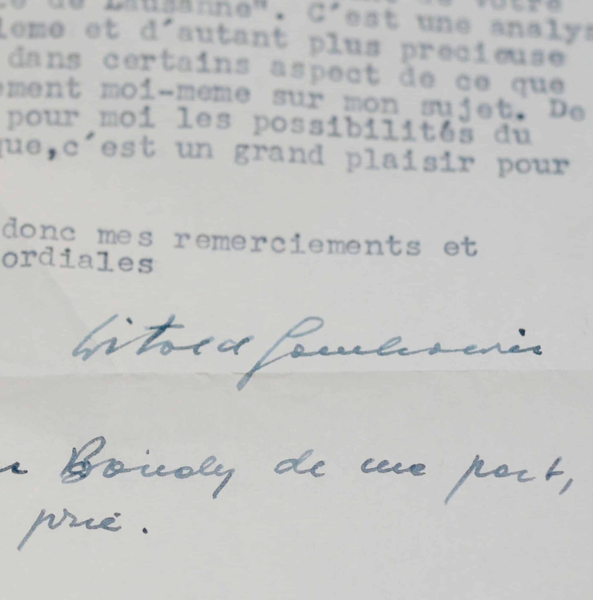 Belle lettre de Witold Gombrowicz