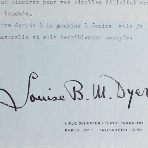 Deux lettres de Louise Hanson-Dyer