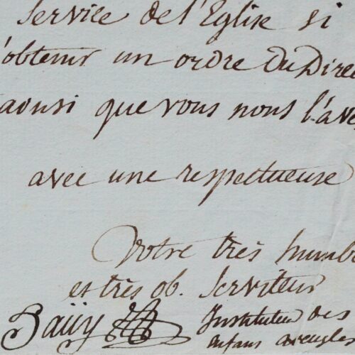 Rarissime lettre de Valentin Haüy sur les enfants aveugles