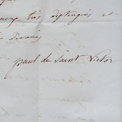 Lettres de Paul de Saint-Victor à Joseph Autran