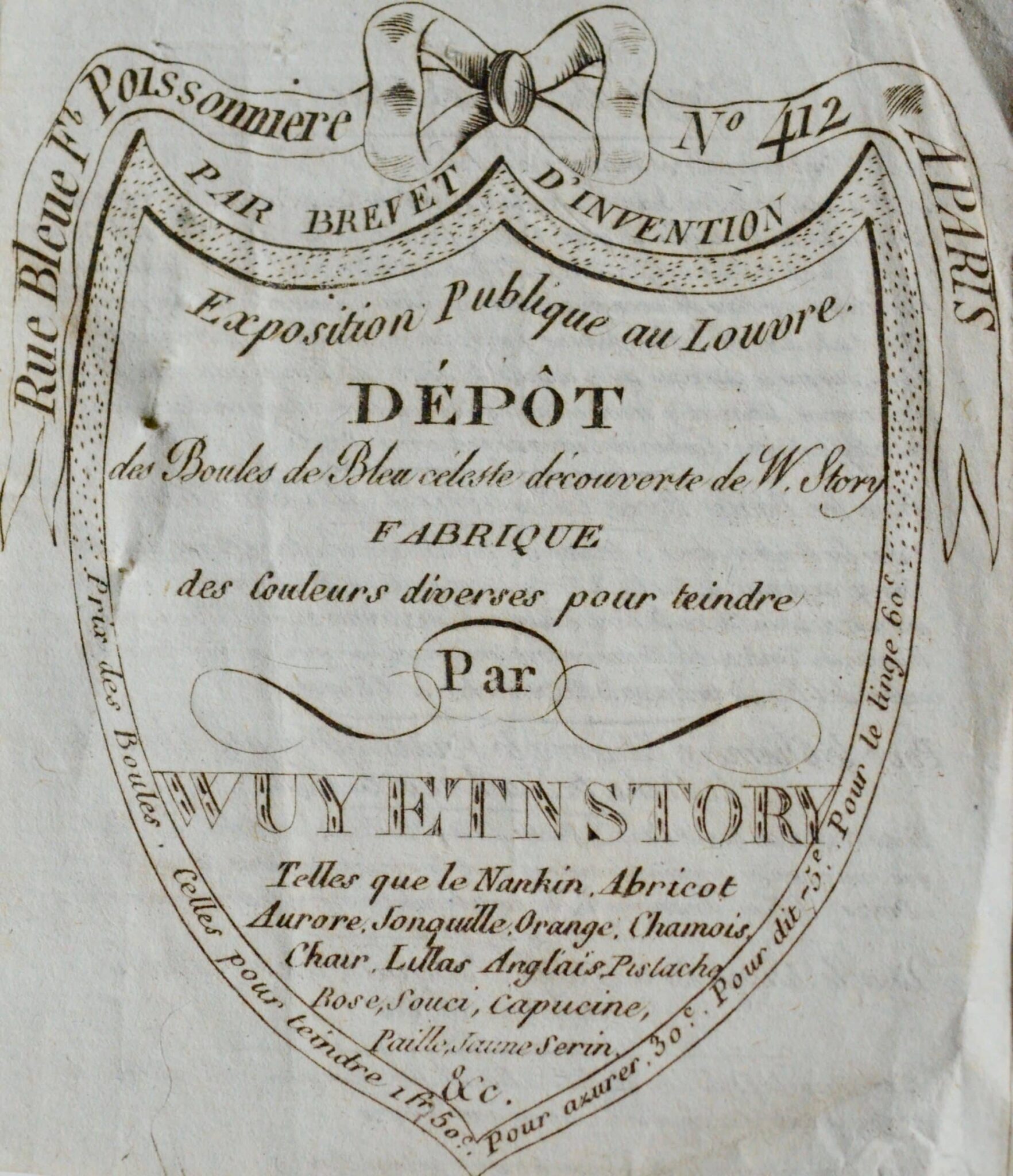 Wuy & Story, marchands de teintures à Paris