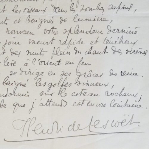 Lettres et poème d'Henri de Lescoët