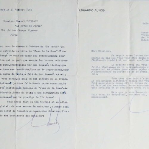 Deux lettres d'Eduardo Aunós à Thiébaut