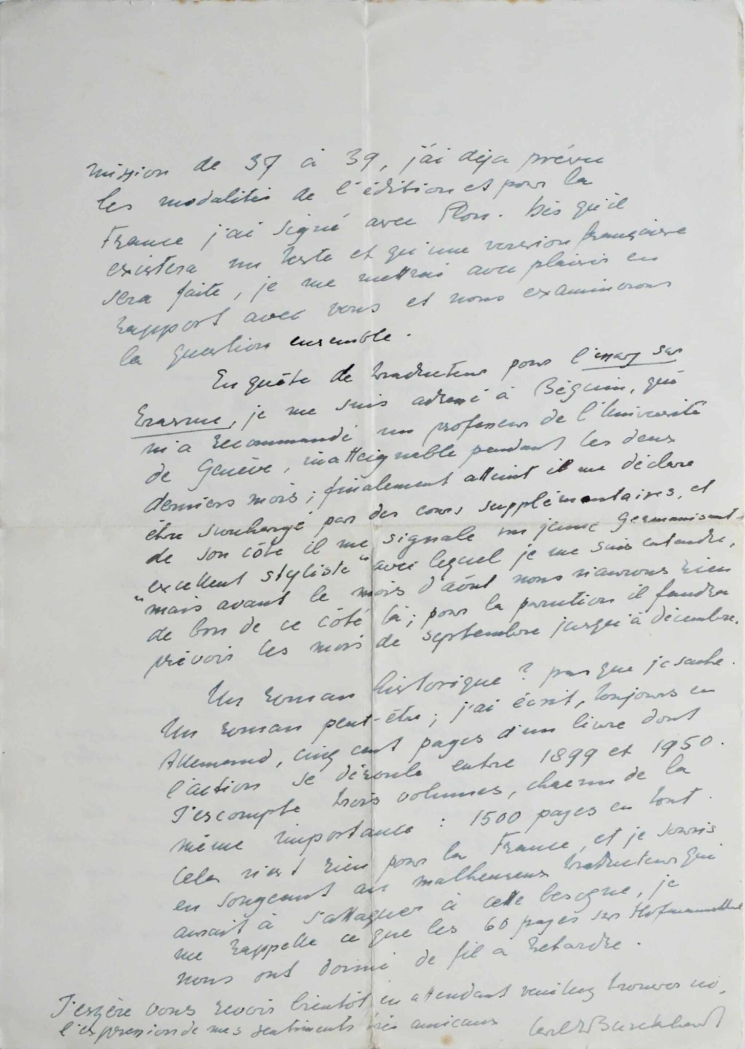 Deux lettres du diplomate suisse Carl Jacob Burckhardt – vue 3 Deux lettres du diplomate suisse Carl Jacob Burckhardt – vue 3