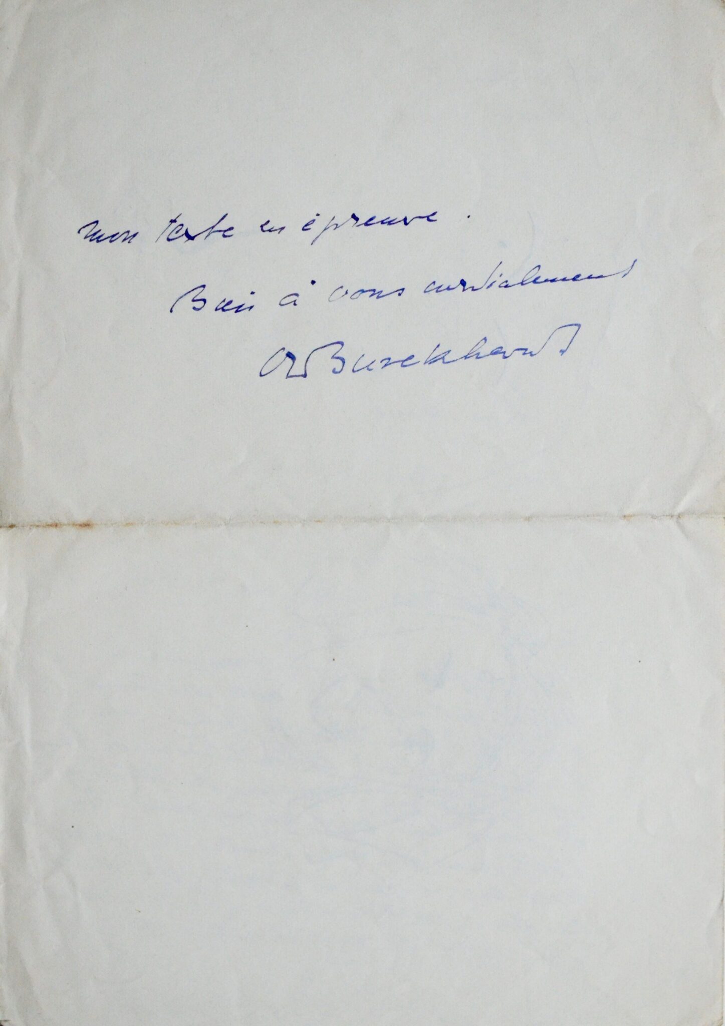Deux lettres du diplomate suisse Carl Jacob Burckhardt Deux lettres du diplomate suisse Carl Jacob Burckhardt