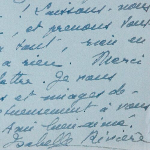 Correspondance d'Isabelle Rivière à l'Abbé Rivière