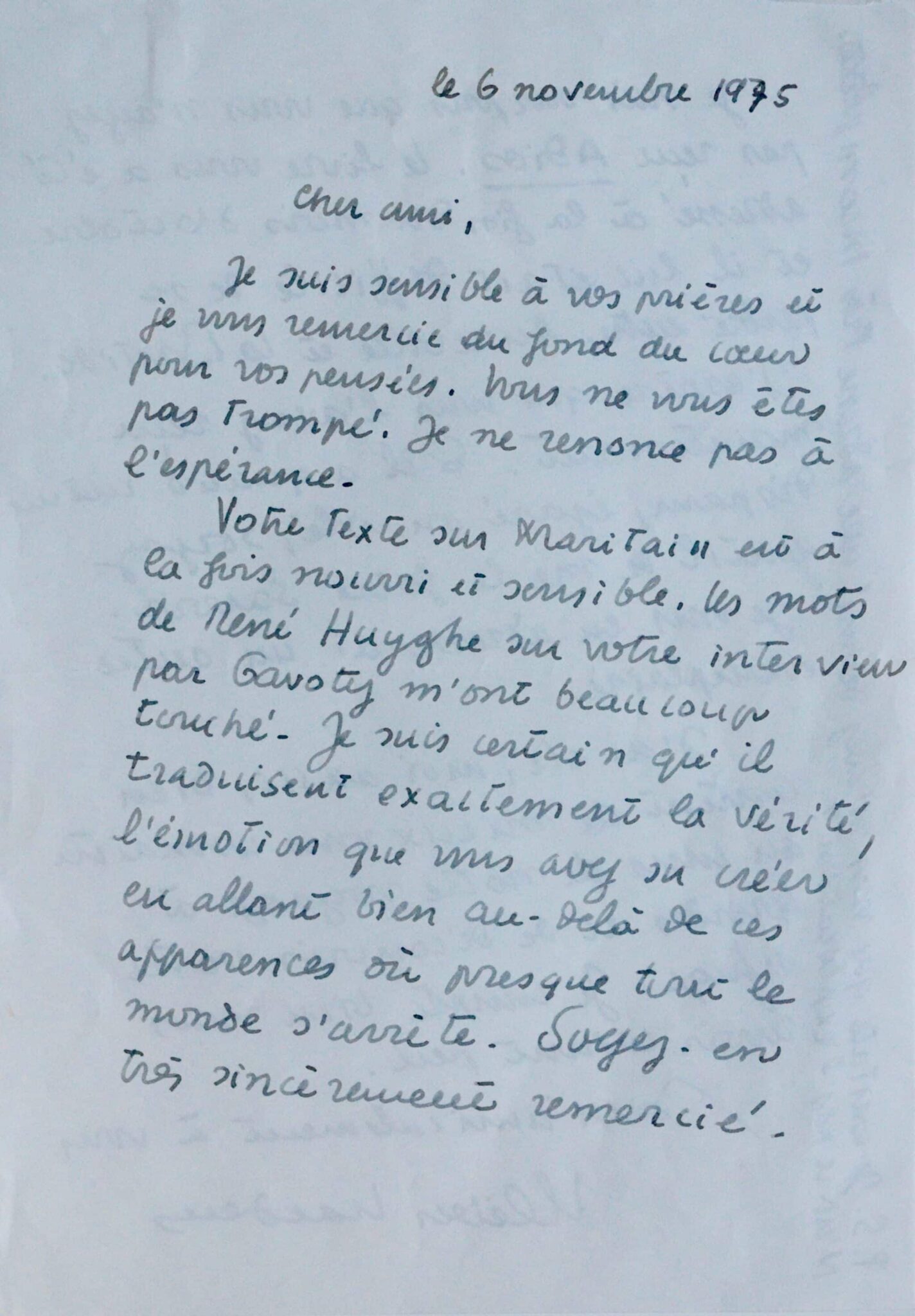 Belle lettre de Kléber Haedens – vue 2 Belle lettre de Kléber Haedens – vue 2
