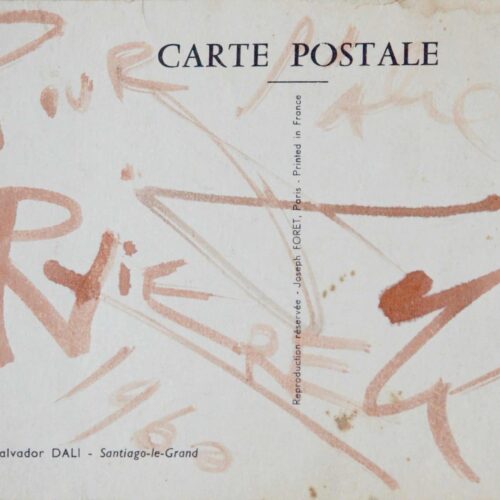Carte postale de Dali à l'Abbé Rivière