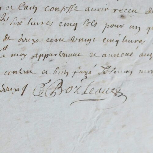 Rare pièce signée de Gilles Boileau