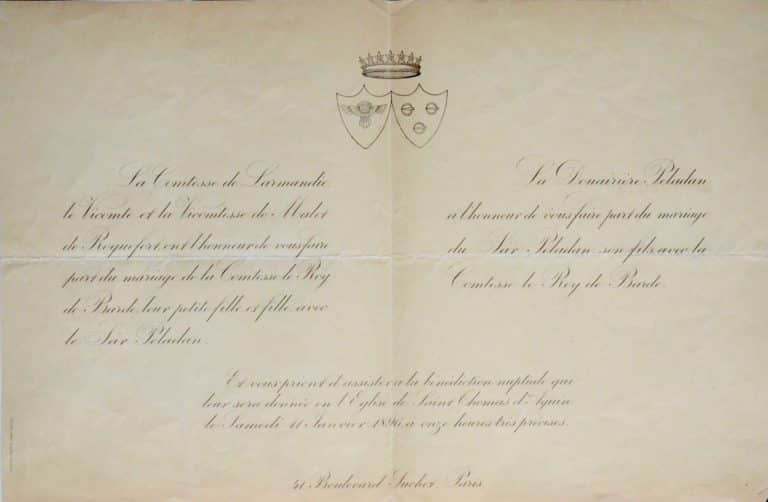 Faire-part de mariage du Sar Peladan