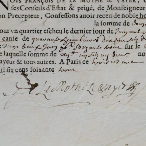 L'une des 3 signatures connues de l'académicien François de La Mothe Le Vayer