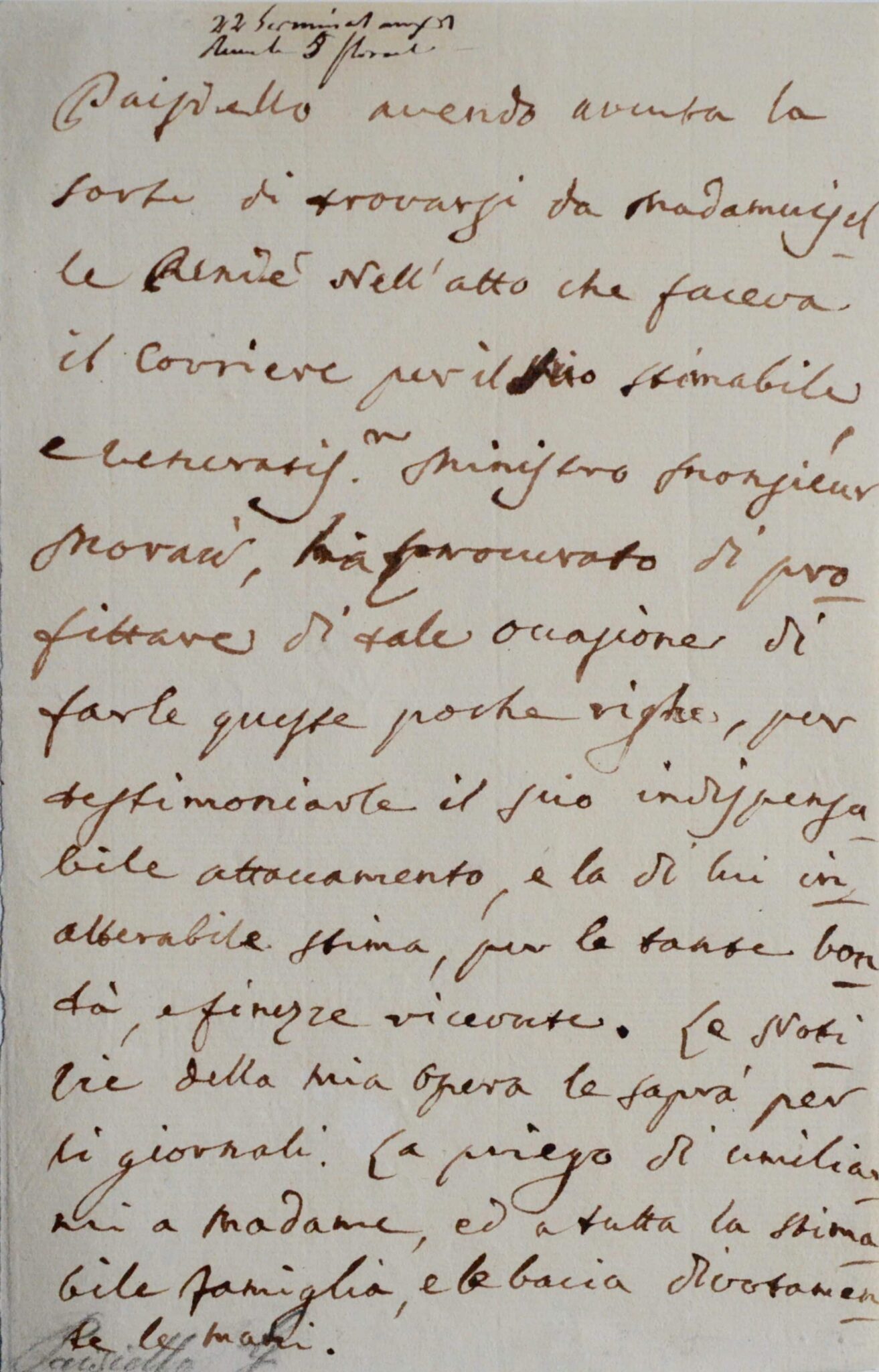 Rare lettre du compositeur Giovanni Paisiello – vue 2 Rare lettre du compositeur Giovanni Paisiello – vue 2