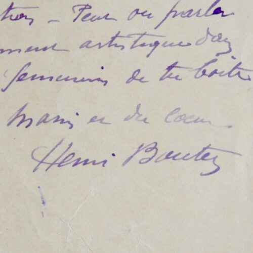 Amusante lettre du dessinateur et graveur Henri Boutet