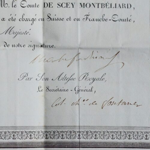 Brevet signé par du Duc de Berry