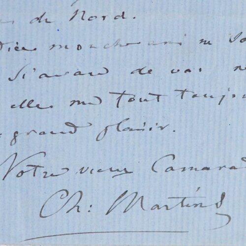 Lettre du naturaliste Charles-Frédéric Martins