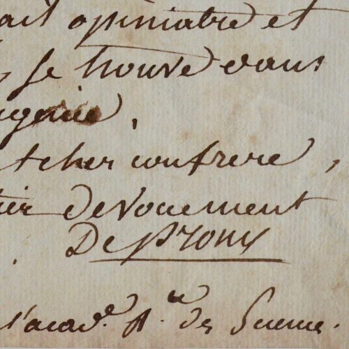Lettre de Prony à Georges Cuvier