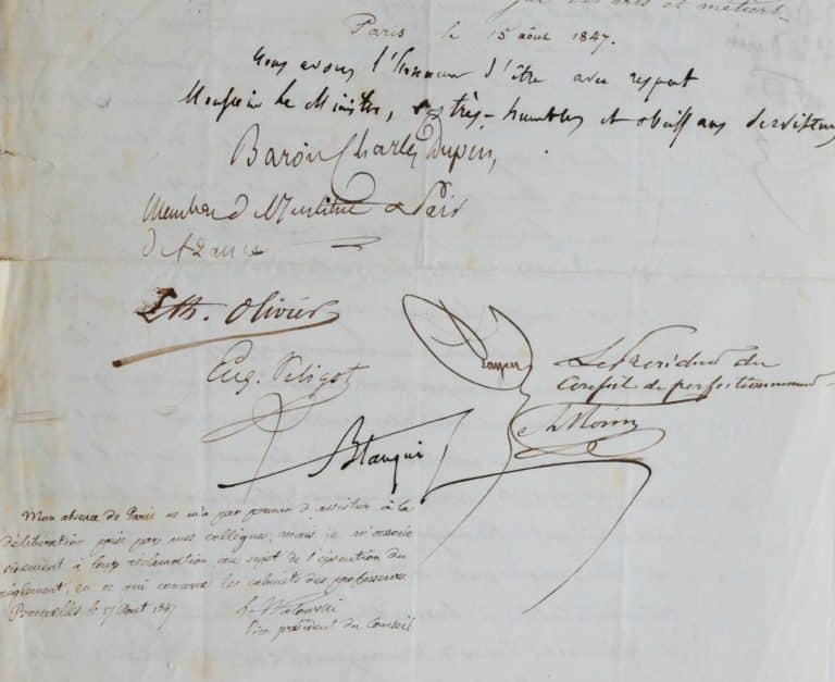 Pétition pour le Conservatoire des Arts et Métiers en 1847