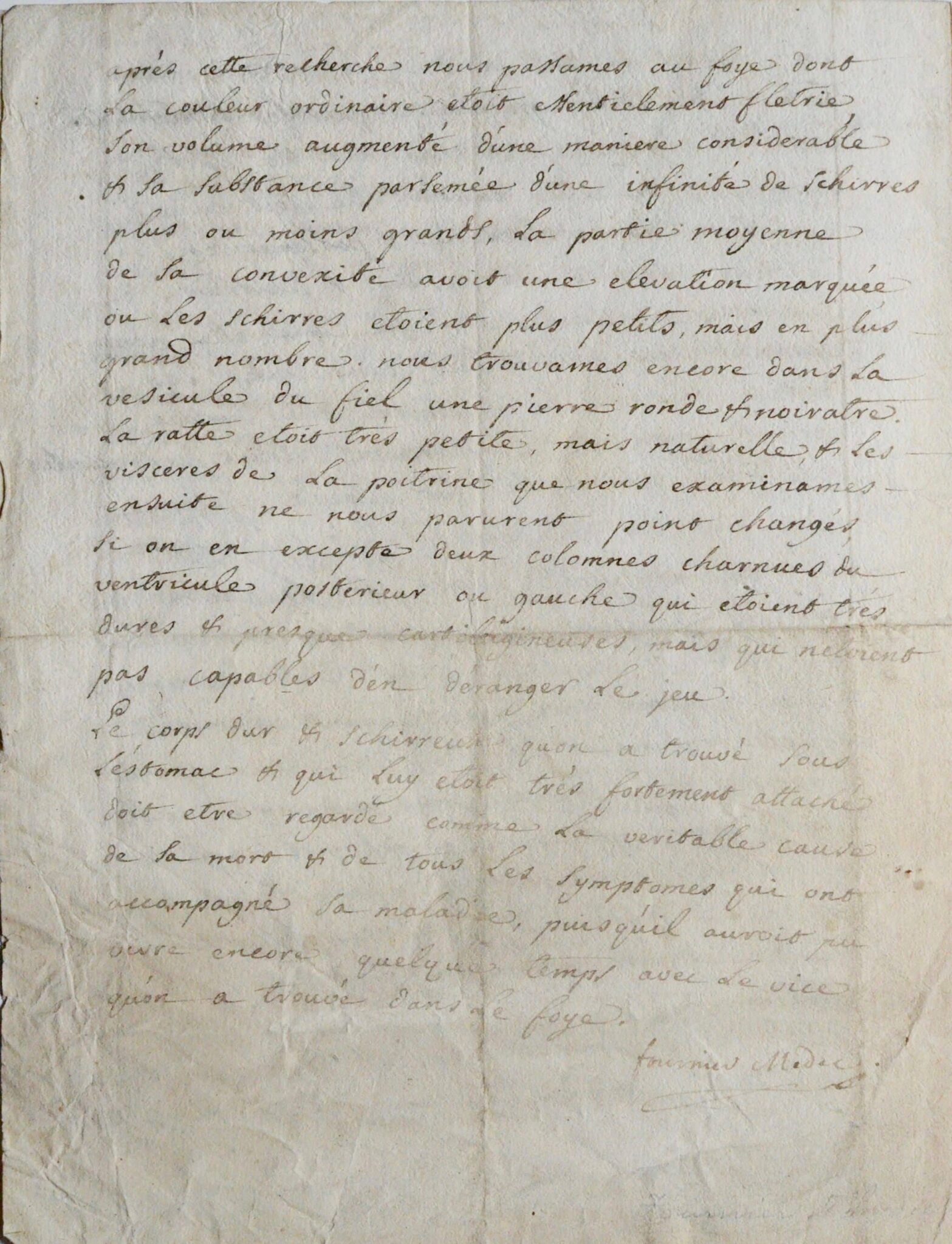 Rapport d'autopsie établi le médecin Fournier en 1786 – vue 4 Rapport d'autopsie établi le médecin Fournier en 1786 – vue 4