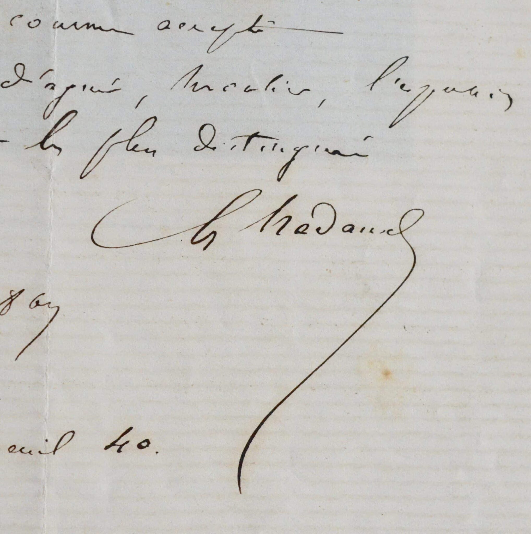 Lettre de Gustave Nadaud