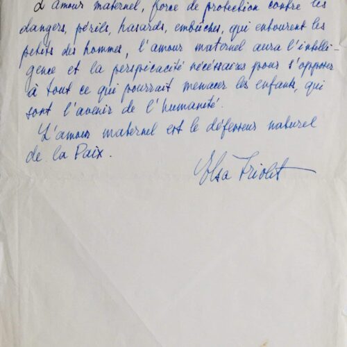 "L’amour maternel est le défenseur naturel de la paix" – vue 2