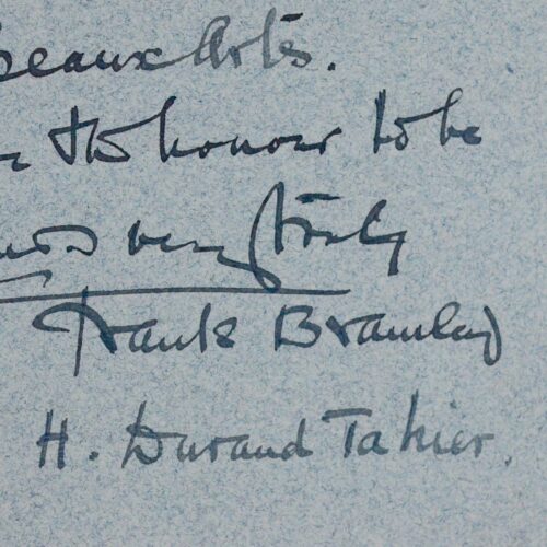 Lettre du peintre anglais Frank Bramley à Durand-Tahier