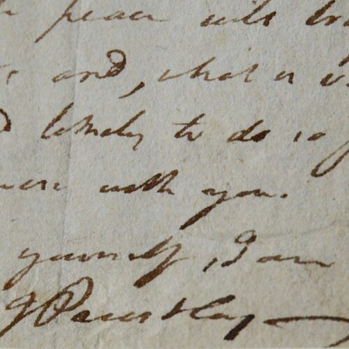 Fragment de lettre du célèbre chimiste Joseph Priestley